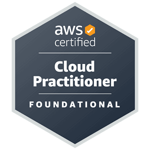 AWS Certified Cloud Practitioner badge for cloud certifications.