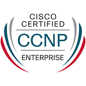 Cisco CCNP Enterprise certification badge for networking professionals.