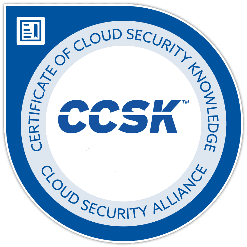 Cybersecurity certification badge for cloud security professionals.