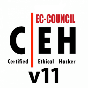 Certified ethical hacker logo for cybersecurity professionals.