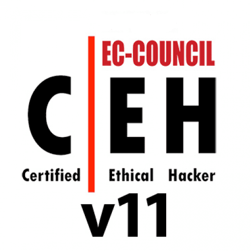 Certified ethical hacker logo for cybersecurity professionals.