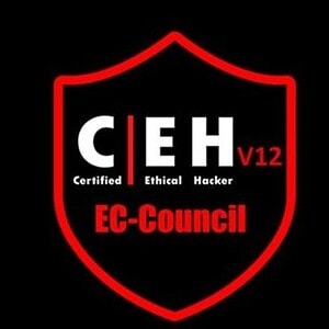 Certified Ethical Hacker (CEH) V12 badge for cybersecurity professionals.