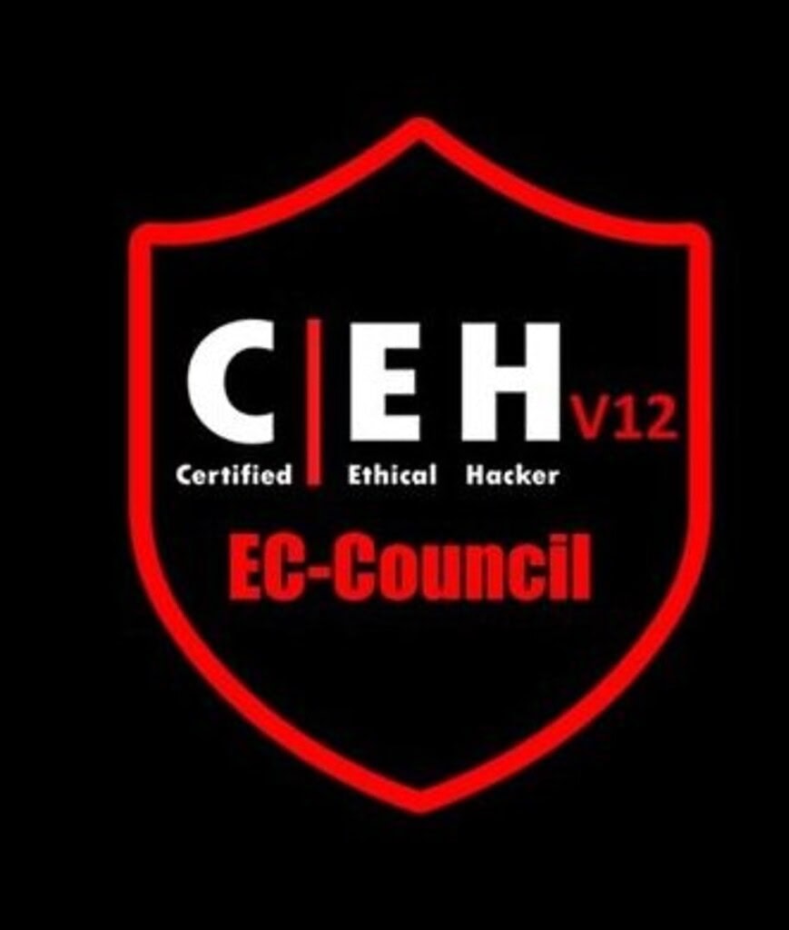 Certified Ethical Hacker (CEH) V12 badge for cybersecurity professionals.