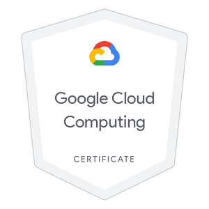 Google Cloud Computing certification badge for cloud professionals.