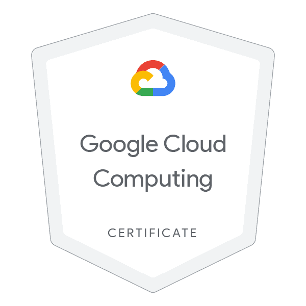 Google Cloud Computing certification badge for cloud professionals.