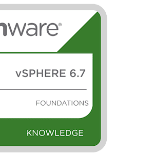 VMware vSphere 6.7 Foundations certification logo for cloud skills.